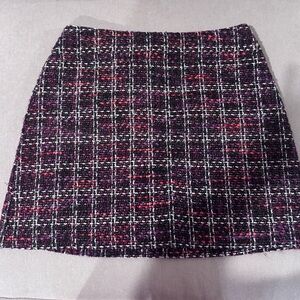 Maison Jules Tweed Mini Skirt - Black and Pink